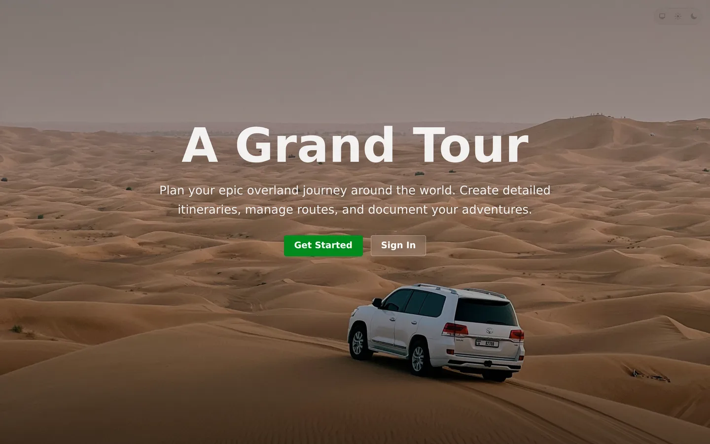 A Grand Tour landing page